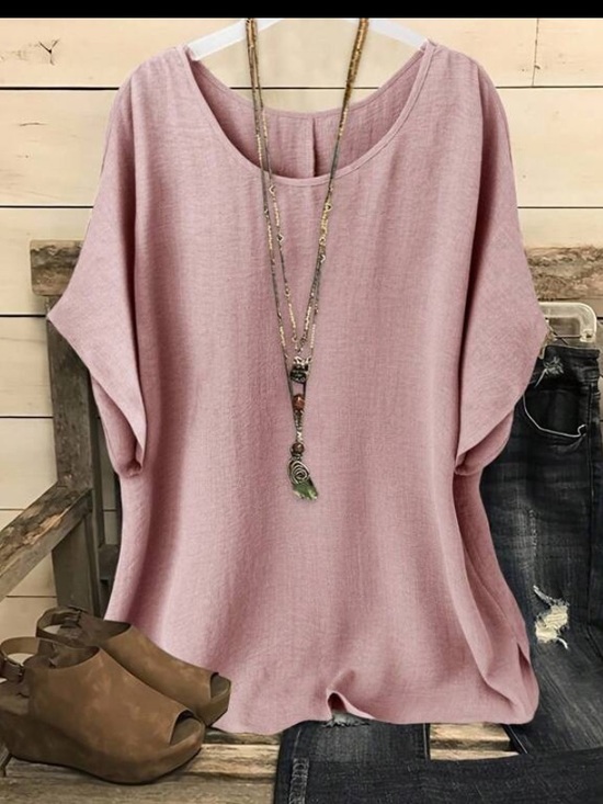 Tops - Relaxed Scoop Neck Women's Top in Dusty Rose